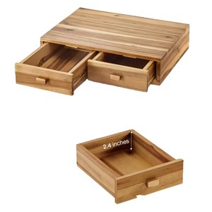 Wooden Coffee Pod Storage Box Double Drawer Desktop Organizer For Coffee Machine And <b>Toaster</b> Rack - Product Image 2