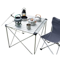 Table pliante carrée légère en alliage d'aluminium pour le camping en plein air, pique-nique, barbecue, bureau portable avec dimensions 70*70*60