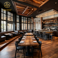 Ron Group Factory Direct Hotel Restaurant Vierkante Houten Tafel Lederen Stoelenset Barkrukken Gebogen Booth Zitmeubilair