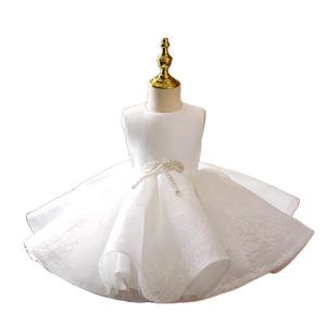Çevik beyaz dantel yaylar zarif çiçek kız gelinlik yürüyor çocuk yumruk cemaat kıyafeti bebek parti balo giyim - Product Image 5