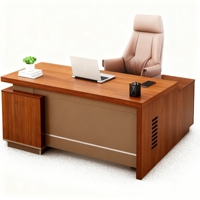 Bureau de direction, grand poste de travail en bois pour manager avec armoire de rangement - Mobilier de bureau moderne pour bureau d'entreprise