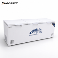Congélateur coffre commercial 1500L pour crème glacée, avec couvercle solide, congélateur profond à refroidissement direct R290, économie d'énergie, congélateur coffre à trois portes