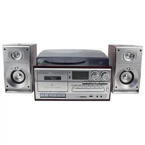 LECTEUR DE DOSSIERS EN VINYLE AVEC Phonographe Centre de musique, Lecteur CD, Lecture et enregistrement de cassettes USB SD, Radio