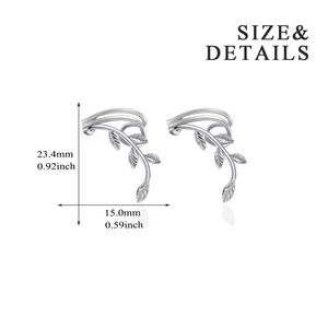 Manchettes <span class=keywords><strong>d</strong></span>'<span class=keywords><strong>oreille</strong></span> en argent sterling 925 avec motif <span class=keywords><strong>feuille</strong></span> de vigne – Bijoux naturels élégants pour femme - Product Image 3