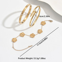Gelang Baja dengan Hiasan Zirkon untuk Wanita, Ornamen Terbuka yang Tidak Luntur, Dilapisi Vakum dan Tahan Pudar.