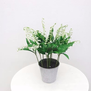Decoración de Boda de Alta Calidad, Flores Pequeñas Simuladas con Hojas Verdes, Lirio de los Valles de Plástico Individual - Product Image 6