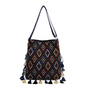Bolso Tote de Lona con Cierre de Cremallera y Borlas Estilo Bohemio de Gran Capacidad, Nuevo Bolso Bandolera de Hombro Estilo Étnico - Product Image 5