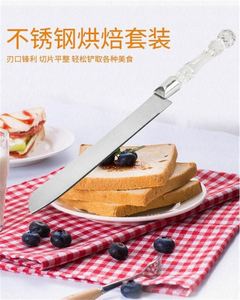2-Piece Stainless Steel Pizza & Wedding Cake Knife Set Crystal Handle Serrated <b>Bread</b> Toast <b>Cutter</b> Baking Shovel Suit Cake Tools - Product Image 4