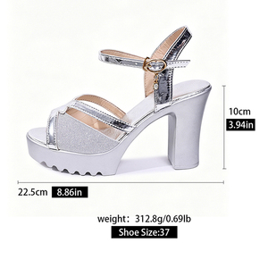 Nouvelles sandales sexy pour femmes à talons hauts, talon épais <span class=keywords><strong>de</strong></span> 10 cm, dessus carré en forme <span class=keywords><strong>de</strong></span> X, boucle ovale, pendentif en <span class=keywords><strong>diamant</strong></span> artificiel A-HA-05 - Product Image 5