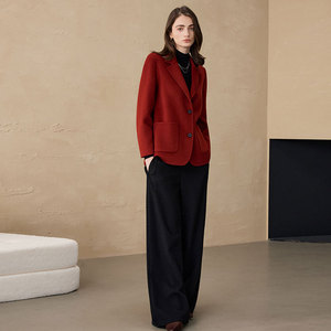 Casaco Feminino de Cashmere Dupla Face com Gola <span class=keywords><strong>Blazer</strong></span> Estilo Inglês Abotoamento Simples - Modelo Petite - Direto da Fábrica - Product Image 2