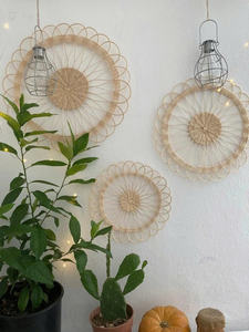 Ensemble de 3 décorations murales en rotin en forme de tournesol, décoration bohème, décoration murale suspendue - Product Image 5