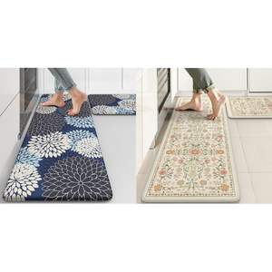 KIMODE Tapis de cuisine Farmhouse Tapis 2 pièces anti-fatigue Boho Floral rembourré PP 17 "x 47" + 17 "x 29" Ensembles de cuisine au sol - Product Image 6