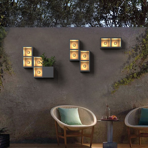 Applique murale extérieure moderne en acier inoxydable, lampe de jardin géométrique créative, décoration de villa - Product Image 2