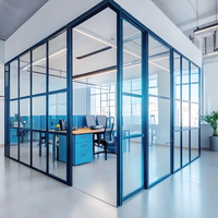 Framed Glass Partition Double Glazing Acoustic Performance Aluminum Frame Tempered Glass Office Room Divider Energy Efficient