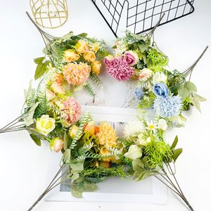 Bouquet de chrysanthèmes artificiels 31 cm, fleurs en soie, accessoires de mariage, décoration intérieure - Product Image 1