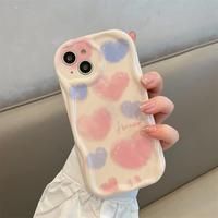 Encre Amour Coeur Imprimer Crème Glacée Vague Bord Silicone TPU Housse de Téléphone Portable pour Iphone 8 X Xr Xs Max 11 12 13 14 15 16 17