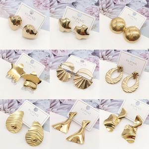 أحدث مجموعة أقراط من الفولاذ المقاوم للصدأ للبيع بالجملة TTM XUPING ، صحن ذهبي عصري ، صحن متدلي أنيق - Product Image 5