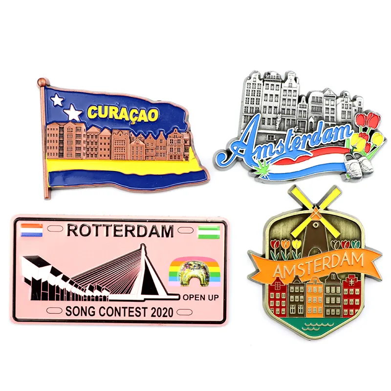 Op Maat Gemaakte Amsterdam Nederland Holland Toerisme Souvenir Email Metalen Koelkastmagneet