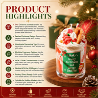 Bougie parfumée de Noël personnalisée, faite à la main, style dessert, dans un bocal en verre, OEM, étiquette privée, cadeau de fête pour la vente en gros
