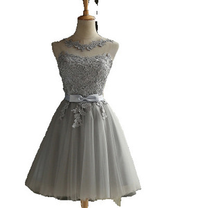 Bridesmaid Dress A-Line Tulle Sleeveless Sweetheart Neckline Short Formal Wedding Party Dress White Red Champagne Silver Gray - Product Image 5