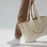 Sacs fourre-tout en toile de coton réutilisables écologiques personnalisés avec logo imprimé, poches et fermeture éclair pour la vente en gros