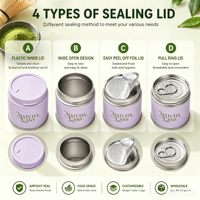 Boîte en Fer Blanc Ronde Vide Scellable de 50g en Stock pour Matcha avec Couvercle Vissé Hermétique, Emballage Poudre de Qualité Alimentaire, Logo Personnalisé Imprimé