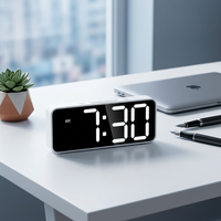 Jam Alarm Cermin LED Baru 118mm Layar Digital Fungsi Snooze Kamar Tidur Kantor Meja USB Isi Ulang Jam Meja