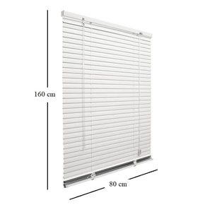 Persiana Veneciana Blanca de PVC de 80x160 cm con Láminas Inclinables, Montada en la Pared, para Protección Solar de Ventanas - Product Image 2