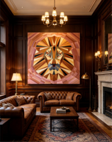 KISSWOOD Kerajinan Marquetry Jerami Buatan Tangan Desain Modern Pola Hewan Panel Dinding untuk Kamar Tidur Ruang Tamu Vila Hotel