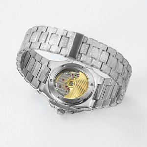 Reloj Automático para Hombre con Incrustaciones de Moissanita, Miyota 9015 Mecánico, 5ATM Resistente al Agua, Cristal de Zafiro, Acero Inoxidable - Product Image 6