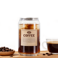 Boîtes en PET personnalisées de 330 ml, résistantes aux basses températures, de qualité alimentaire, à large ouverture, avec couvercles, pour café, sodas, boissons, approvisionnement en vrac