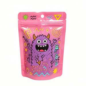 Sacs alimentaires refermables personnalisés en film polyester 3,5g avec fermeture éclair, anti-odeur, anti-ouverture enfant, motif holographique exotique, pour 100 gâteaux - Product Image 3