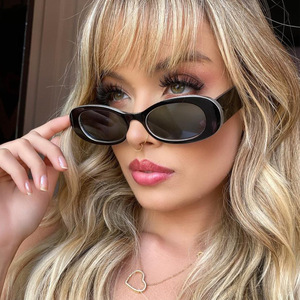 Lunettes de soleil ovales roses, nouveau style rétro europé<span class=keywords><strong>en</strong></span> et américain, pour le street style et les célébrités d'Internet, tendance solaire - Product Image 1