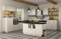 Meuble de cuisine moderne haut de gamme, unité de rangement personnalisée avec portes, tiroirs et plan de travail