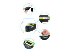 Noodradio met zonne- en handaangedreven oplading - Digitale AM/FM-radio, LED-zaklamp & telefoonoplader