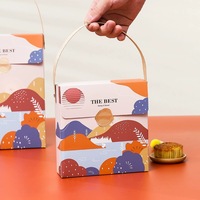 Boîte cadeau portable de luxe à conception gratuite, boîte d'emballage biodégradable pour 4 ou 6 paquets de beignets au jaune d'œuf, aliments cuits au four