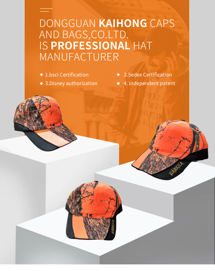 Wholesale Custom Baseball cap Orange Camo Cap Landscape painting hat  vintage cap baseball