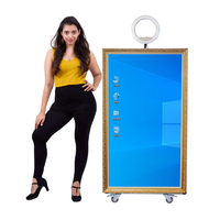 55-Zoll-Glas 49-Zoll-Touchscreen Tragbare Hochzeit Augmented Reality Selfie Magic Mirror Photo Booth Kamera Sofort druck