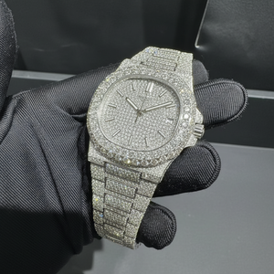 ราคาขายส่ง นาฬิกาข้อมือผู้ชายแบบกลไกสั่งทำพิเศษ ประดับเพชรโมอิสซาไนต์ VVS นาฬิกาโมอิสซาไนต์ทำมือ - Product Image 1