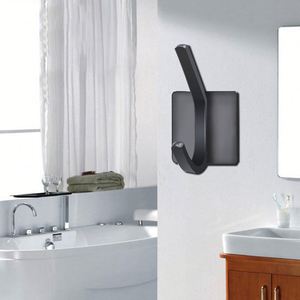 Porte-manteau mural en acier avec crochets triples pour salle de bain, idéal pour les cordons - Product Image 6