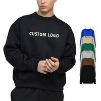Sweat-shirts en Coton Haute Qualité à Col Rond, Unis et Oversize, avec Logo Personnalisé, Molleton Épais Brodé par Fabricant