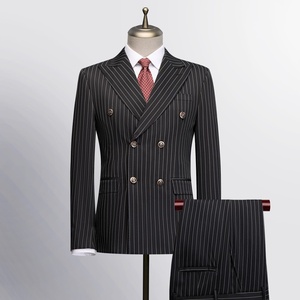 Completo da uomo due pezzi slim fit a righe con perline, <span class=keywords><strong>doppiopetto</strong></span>, casual, leggero, antipiega, best-seller transfrontaliero - Product Image 2