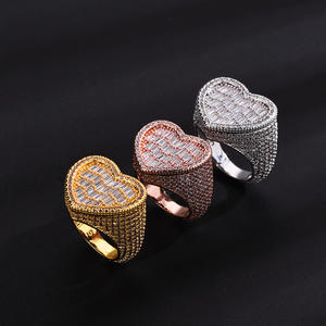 Nouvelle marque - Bague en acier inoxydable anti-allergie avec pierre précieuse en forme de cœur pour femmes - Luxe - Product Image 3