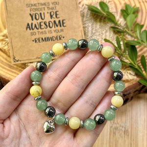 Nueva Pulsera <span class=keywords><strong>de</strong></span> Piedras Naturales Curativas <span class=keywords><strong>de</strong></span> Estilo Bohemio <span class=keywords><strong>de</strong></span> 8 mm para Mujer, con Colgante <span class=keywords><strong>de</strong></span> Corazón, con Cuentas y Tarjetas con <span class=keywords><strong>Significado</strong></span> - Product Image 4