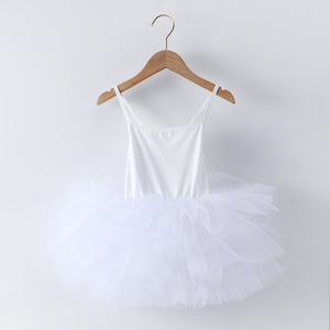Leotardos de <span class=keywords><strong>gimnasia</strong></span> rítmica para niños, camisola blanca lisa de algodón para niña, vestido de baile en blanco con tutú - Product Image 2
