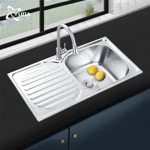 New Trending Handmade Stainless Steel Farmhouse Kitchen Sink High Quality Single Bowl Kitchen Sink With Drain Board