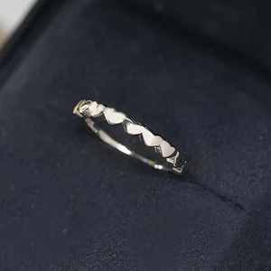 Anillo de banda de eternidad con corazón dorado para compromiso, joyería de moda unisex T0498 - Product Image 3