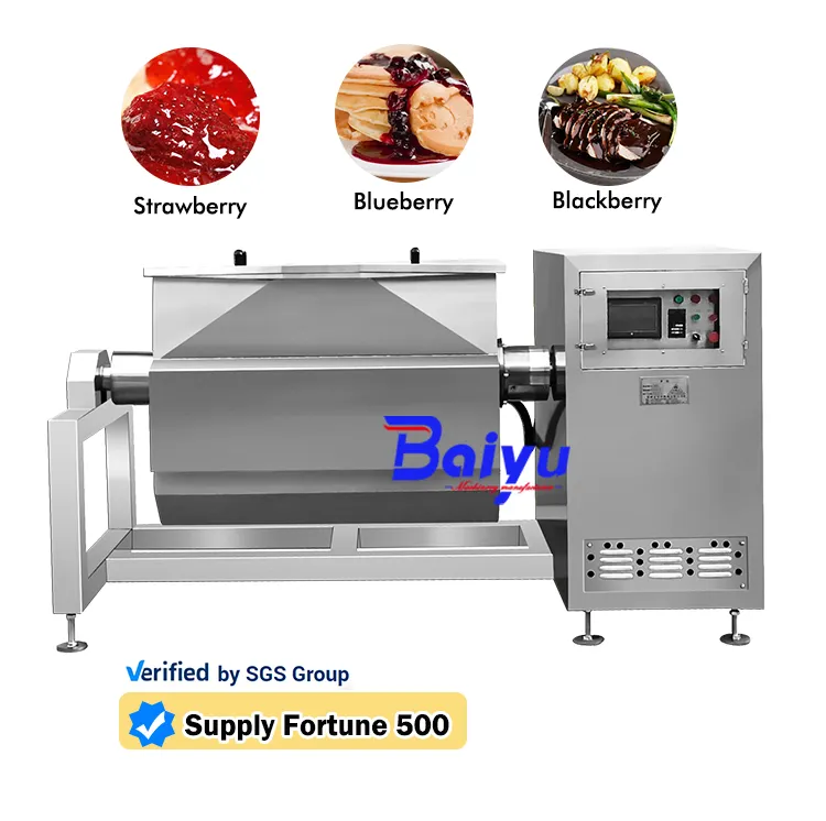 Panela industrial automática Baiyu para frutas e geléia, misturador horizontal a vácuo, chaleira com revestimento a vapor, fogão de frutas e frutas, fogão de frutas e geléia