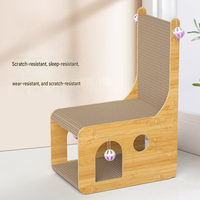 Novayapetix Griffoir pour chat en forme de L écologique, vertical, en carton, double couche, avec lit de repos, jouet et clochette
