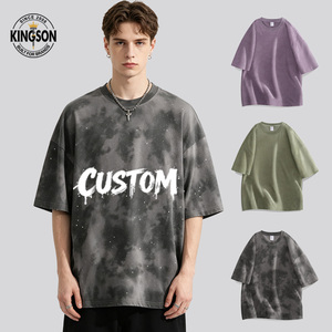 Camiseta Unisex de Talla Grande con Estampado Tie Dye Batik y Pedrería, 220 g/m², 80% Algodón, 20% Poliéster, Fabricada por OEM en Yiwu con 20 Años de Experiencia - Product Image 1